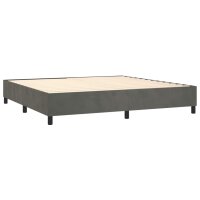 vidaXL Boxspringbett mit Matratze &amp; LED Dunkelgrau 200x200 cm Samt