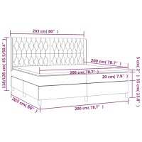 vidaXL Boxspringbett mit Matratze &amp; LED Dunkelgrau 200x200 cm Samt