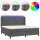 vidaXL Boxspringbett mit Matratze &amp; LED Dunkelgrau 200x200 cm Samt