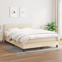 vidaXL Boxspringbett mit Matratze Creme 140x200 cm Stoff