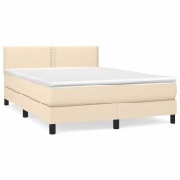 vidaXL Boxspringbett mit Matratze Creme 140x200 cm Stoff