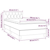 WOWONA Boxspringbett mit Matratze Taupe 80x200 cm Stoff