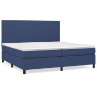 WOWONA Boxspringbett mit Matratze Blau 200x200 cm Stoff