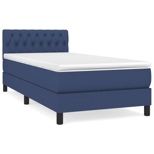 vidaXL Boxspringbett mit Matratze Blau 100x200 cm Stoff