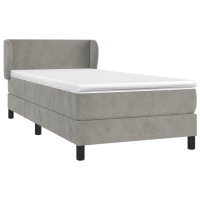 vidaXL Boxspringbett mit Matratze Hellgrau 90x200 cm Samt