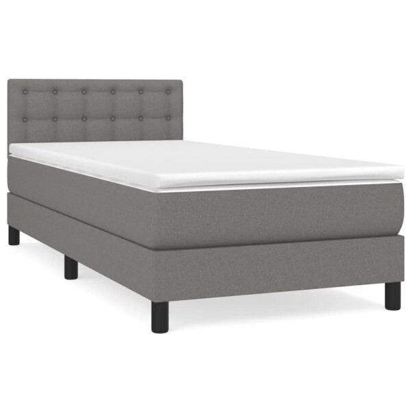 vidaXL Boxspringbett mit Matratze Dunkelgrau 90x200 cm Stoff