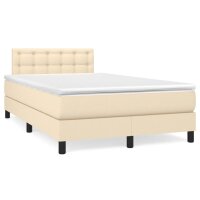 vidaXL Boxspringbett mit Matratze Creme 120x200 cm Stoff