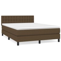 vidaXL Boxspringbett mit Matratze Dunkelbraun 140x200 cm Stoff