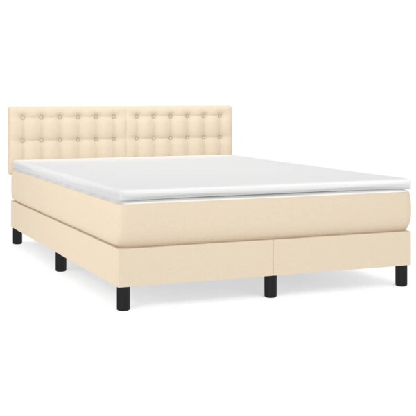 vidaXL Boxspringbett mit Matratze Creme 140x200 cm Stoff