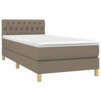 vidaXL Boxspringbett mit Matratze Taupe 90x200 cm Stoff