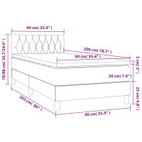 vidaXL Boxspringbett mit Matratze Taupe 90x200 cm Stoff