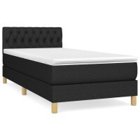 vidaXL Boxspringbett mit Matratze Schwarz 100x200 cm Stoff