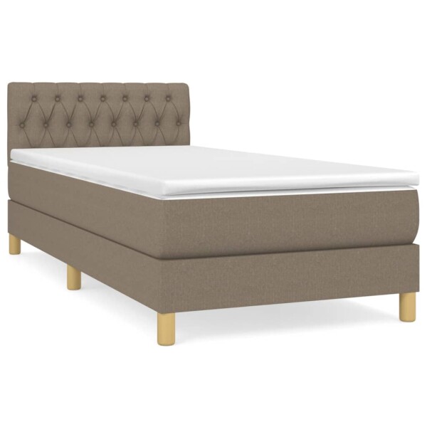 vidaXL Boxspringbett mit Matratze Taupe 100x200 cm Stoff