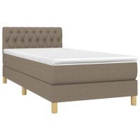 vidaXL Boxspringbett mit Matratze Taupe 100x200 cm Stoff