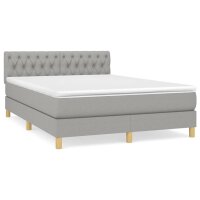 vidaXL Boxspringbett mit Matratze Hellgrau 140x190 cm Stoff