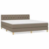 vidaXL Boxspringbett mit Matratze Taupe 160x200 cm Stoff