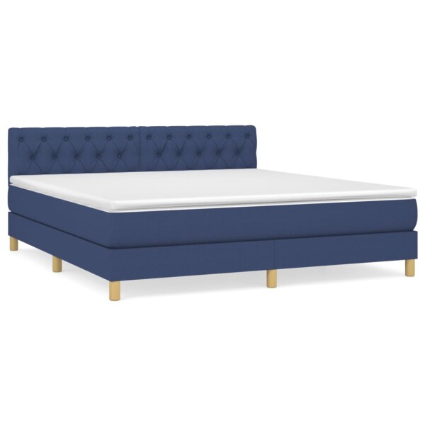 vidaXL Boxspringbett mit Matratze Blau 160x200 cm Stoff