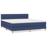 vidaXL Boxspringbett mit Matratze Blau 160x200 cm Stoff