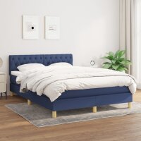 vidaXL Boxspringbett mit Matratze Blau 140x200 cm Stoff