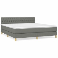 WOWONA Boxspringbett mit Matratze Dunkelgrau 180x200 cm Stoff