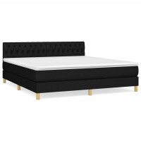 vidaXL Boxspringbett mit Matratze Schwarz 180x200 cm Stoff