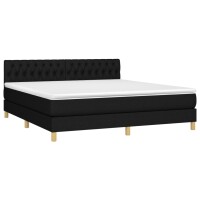 vidaXL Boxspringbett mit Matratze Schwarz 180x200 cm Stoff