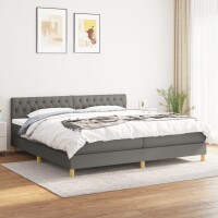 vidaXL Boxspringbett mit Matratze Dunkelgrau 200x200 cm Stoff