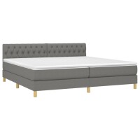 vidaXL Boxspringbett mit Matratze Dunkelgrau 200x200 cm Stoff