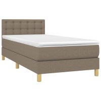 vidaXL Boxspringbett mit Matratze Taupe 100x200 cm Stoff