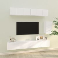 vidaXL 6-tlg. TV-Schrank-Set Weiß Holzwerkstoff