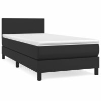 vidaXL Boxspringbett mit Matratze Schwarz 100x200 cm Kunstleder