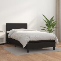 vidaXL Boxspringbett mit Matratze Schwarz 100x200 cm Kunstleder