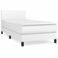 WOWONA Boxspringbett mit Matratze Wei&szlig; 100x200 cm Kunstleder