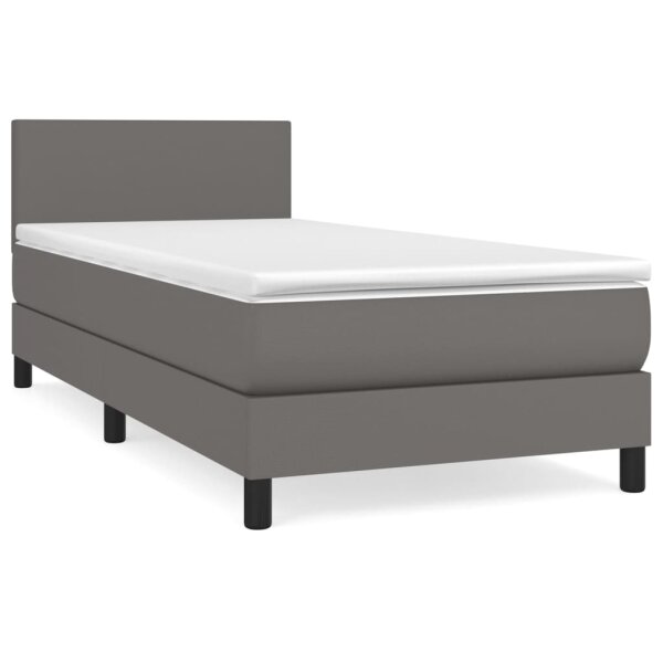 vidaXL Boxspringbett mit Matratze Grau 100x200 cm Kunstleder