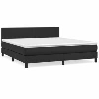 vidaXL Boxspringbett mit Matratze Schwarz 160x200 cm Kunstleder