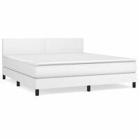 vidaXL Boxspringbett mit Matratze Wei&szlig; 160x200 cm Kunstleder