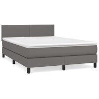 vidaXL Boxspringbett mit Matratze Grau 140x200 cm Kunstleder