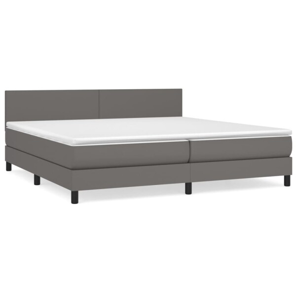 vidaXL Boxspringbett mit Matratze Grau 200x200 cm Kunstleder