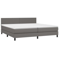 vidaXL Boxspringbett mit Matratze Grau 200x200 cm Kunstleder