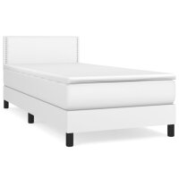 vidaXL Boxspringbett mit Matratze Wei&szlig; 90x190 cm Kunstleder