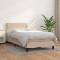 vidaXL Boxspringbett mit Matratze Cappuccino-Braun 90x200cm Kunstleder