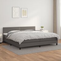 vidaXL Boxspringbett mit Matratze Grau 200x200 cm Kunstleder