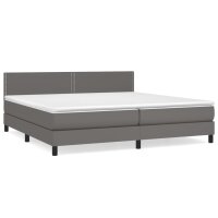 vidaXL Boxspringbett mit Matratze Grau 200x200 cm Kunstleder