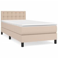 vidaXL Boxspringbett mit Matratze Cappuccino-Braun 90x190cm Kunstleder