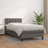 vidaXL Boxspringbett mit Matratze Grau 90x190 cm Kunstleder