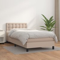 WOWONA Boxspringbett mit Matratze Cappuccino-Braun 90x200cm Kunstleder