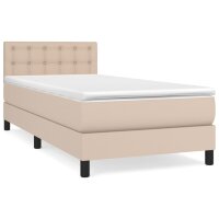 WOWONA Boxspringbett mit Matratze Cappuccino-Braun 90x200cm Kunstleder