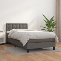 vidaXL Boxspringbett mit Matratze Grau 100x200 cm Kunstleder