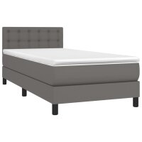 vidaXL Boxspringbett mit Matratze Grau 100x200 cm Kunstleder