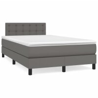 vidaXL Boxspringbett mit Matratze Grau 120x200 cm Kunstleder